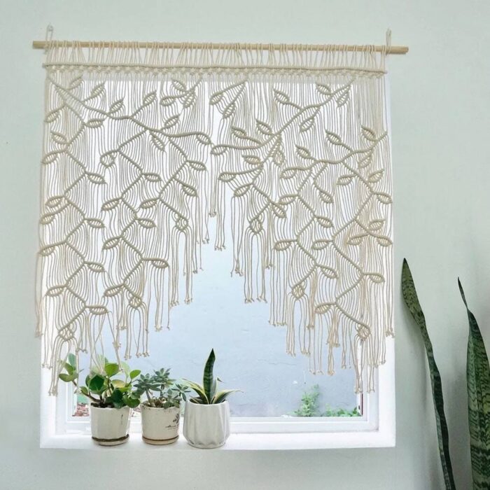 Màn cửa trang trí phòng họa tiết nhành cây Z224