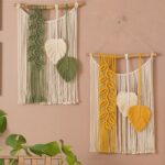 Mành trang trí Macrame nhành cây chiếc lá Z241