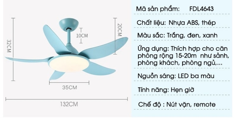 Quạt trần đèn góc rộng cánh cong hiện đại FDL4643 | Flexdecor VN | 16