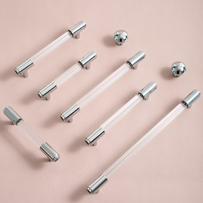Tay nắm tủ đồng thau và acrylic kiểu Ý màu bạc JYJ8607 | Flexdecor VN | 3
