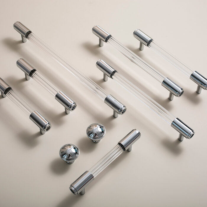 Tay nắm tủ đồng thau và acrylic kiểu Ý màu bạc JYJ8607 | Flexdecor VN | 2