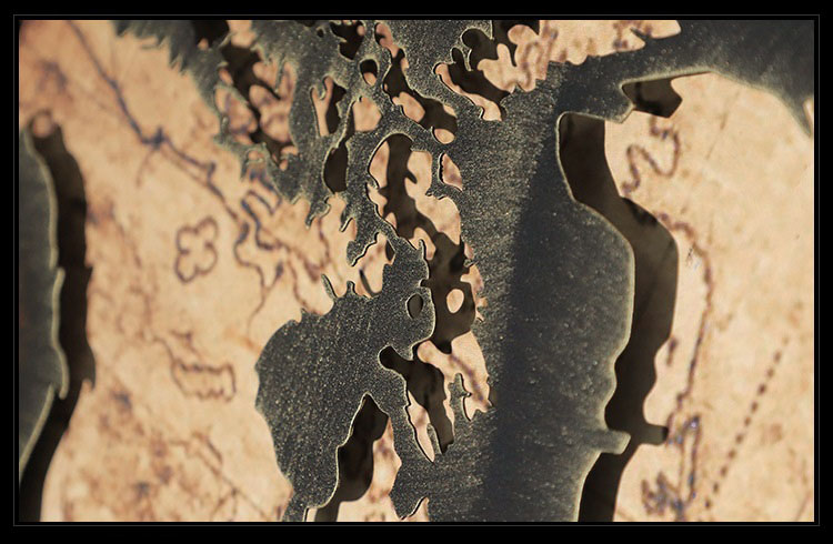 Tranh phù điêu bản đồ thế giới bằng thép Retro T0251 | Flexdecor VN | 8