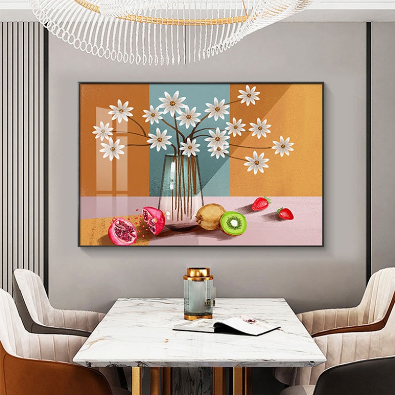 Tranh thủy tinh khung nhôm bình hoa decor bếp YZ309A | Flexdecor VN | 2