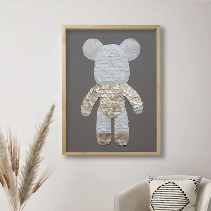 Tranh trang trí vỏ sò tạo hình gấu teddy DPG506 | Flexdecor VN | 5