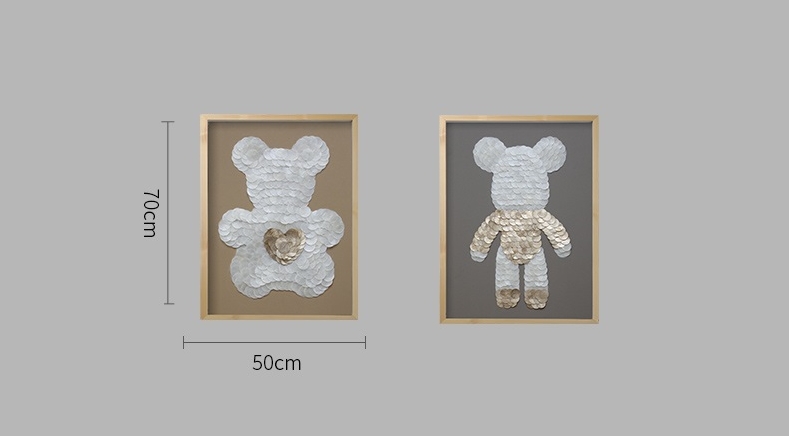 Tranh trang trí vỏ sò tạo hình gấu teddy DPG506 | Flexdecor VN | 11