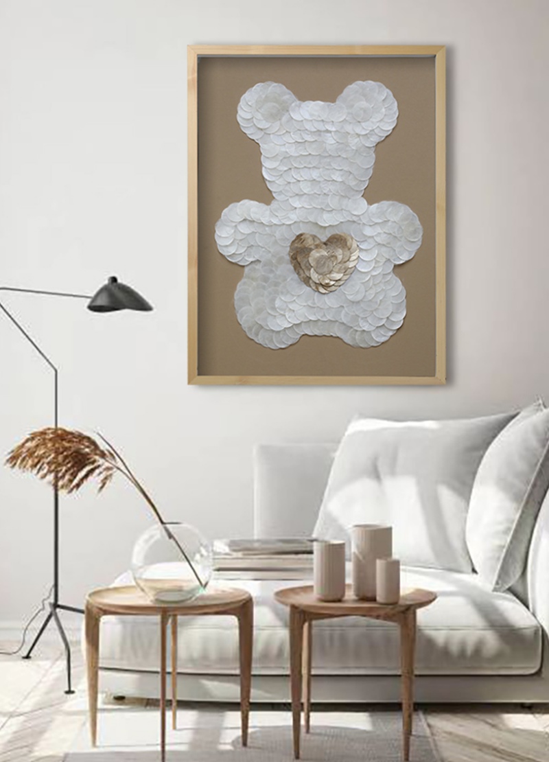 Tranh trang trí vỏ sò tạo hình gấu teddy DPG506 | Flexdecor VN | 7