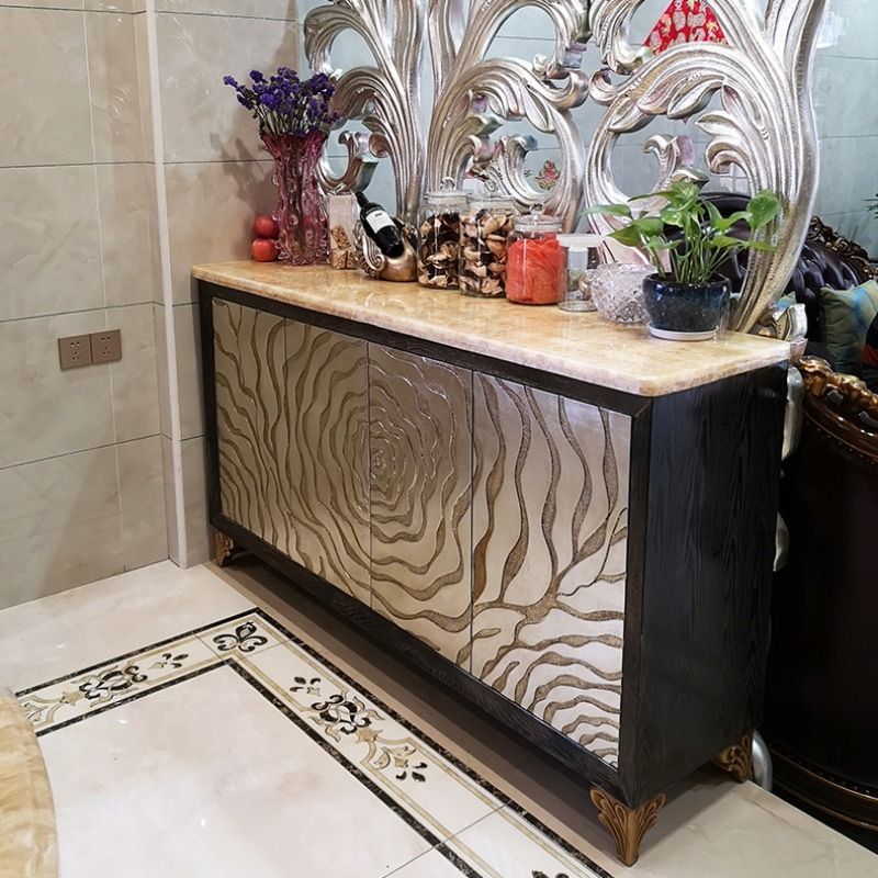 Tủ kệ decor bằng gỗ khắc hoa hồng tráng lệ JYJ21008 | Flexdecor VN | 14