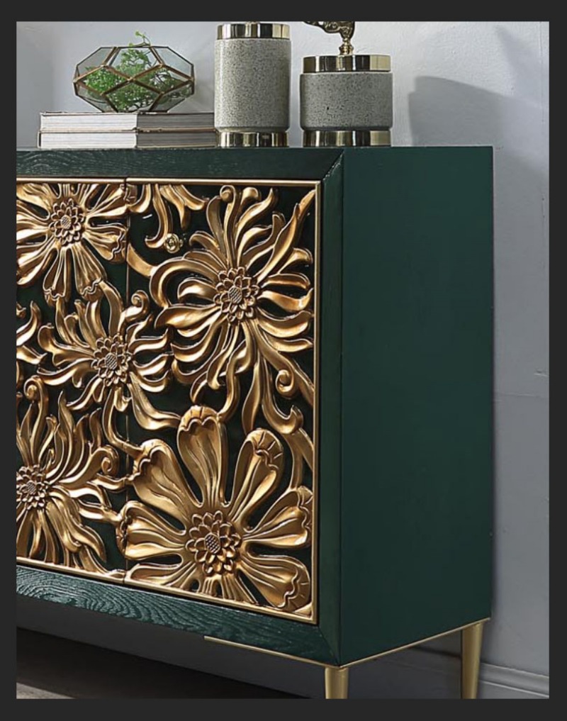 Tủ kệ trang trí bằng gỗ khắc hoa sang trọng JYJ8020 | Flexdecor VN | 18