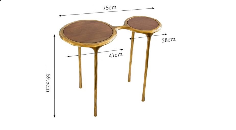 Bàn cà phê decor mặt gỗ khung đồng độc đáo HC7658 | Flexdecor VN | 9