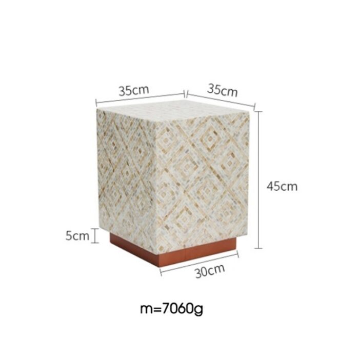 Ghế đôn trang trí bằng gỗ khảm trai tứ giác MH001 | Flexdecor VN | 4