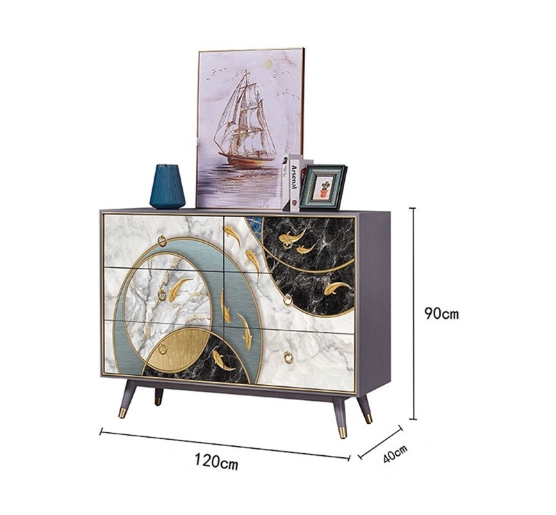 Tủ đứng trang trí bằng gỗ hoa văn cá chép LFB005 | Flexdecor VN | 30