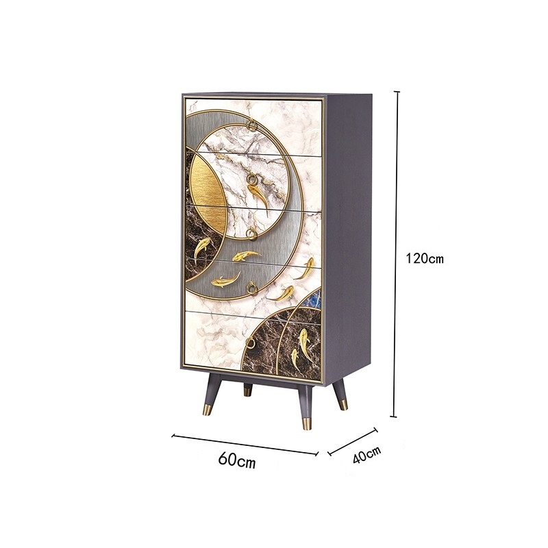 Tủ đứng trang trí bằng gỗ hoa văn cá chép LFB005 | Flexdecor VN | 28