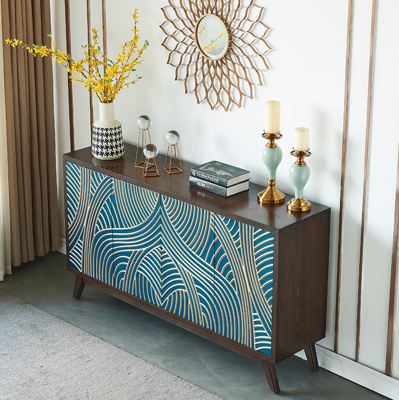Tủ kệ phòng khách bằng gỗ họa tiết tối giản JYJ2718 | Flexdecor VN | 17