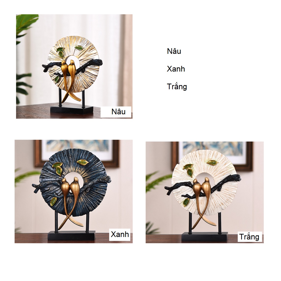 Tượng đôi chim về tổ để bàn trang trí tủ DYH7020 | Flexdecor VN | 19