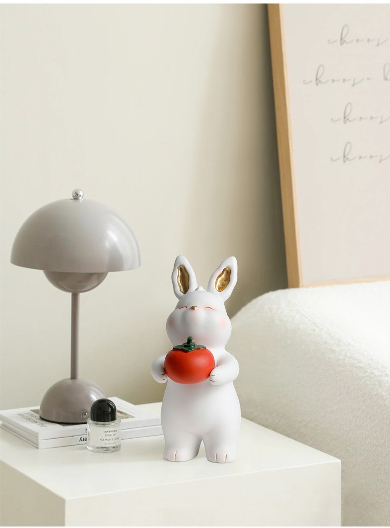 Tượng thỏ và quả hồng trang trí bàn PA0270 | Flexdecor VN | 15