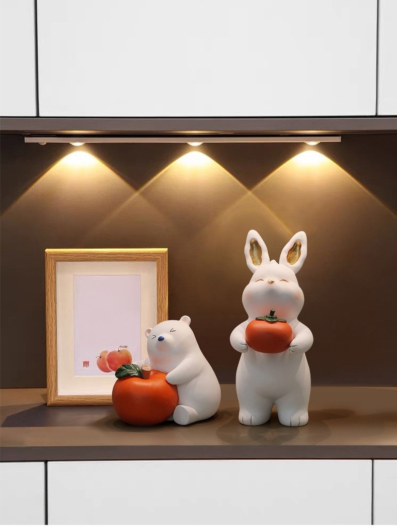 Tượng thỏ và quả hồng trang trí bàn PA0270 | Flexdecor VN | 19