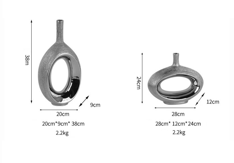 Bình gốm trang trí hình vòng tráng bạc độc đáo PY9758 | Flexdecor VN | 9