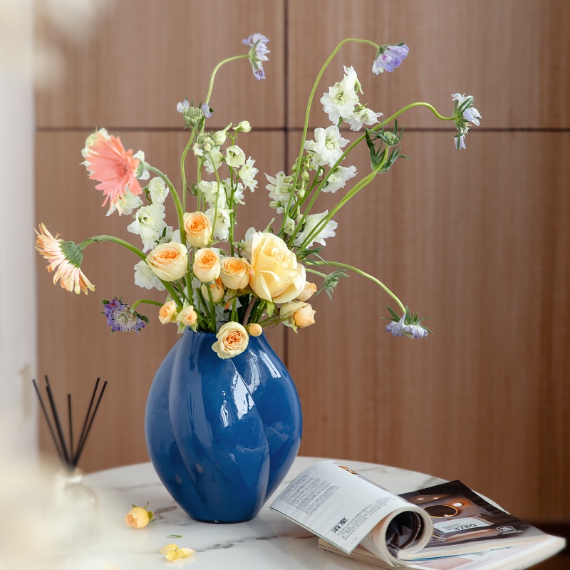 Bình hoa thuỷ tinh decor dạng xoắn màu xanh SHY342 | Flexdecor VN | 1