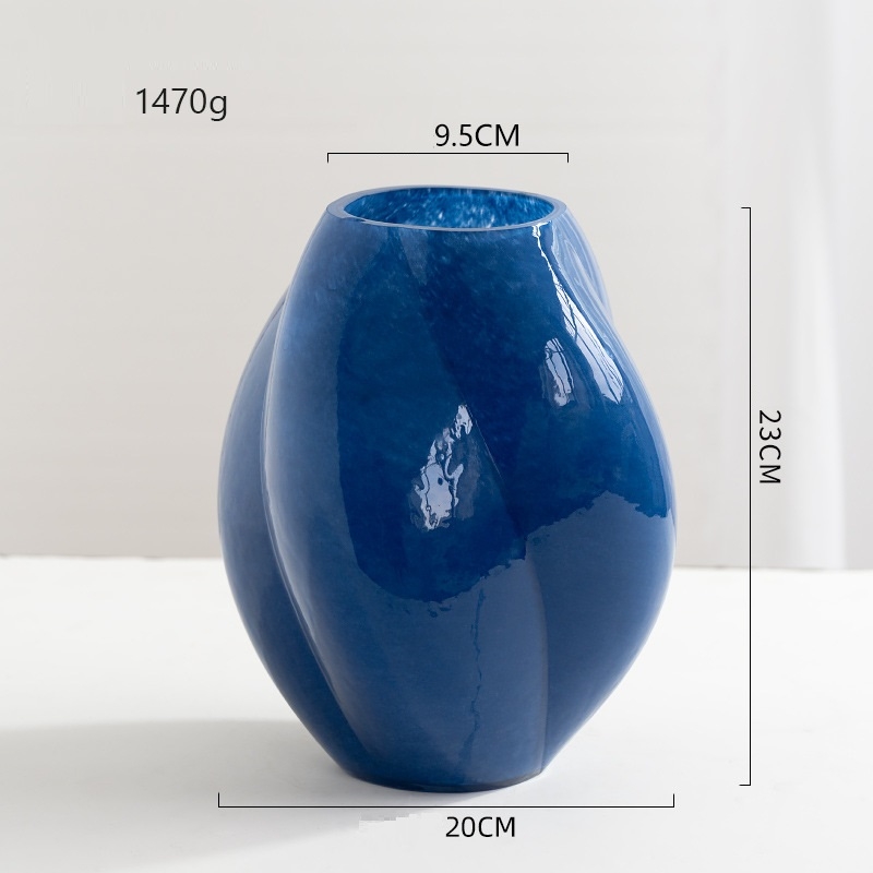 Bình hoa thuỷ tinh decor dạng xoắn màu xanh SHY342 | Flexdecor VN | 13