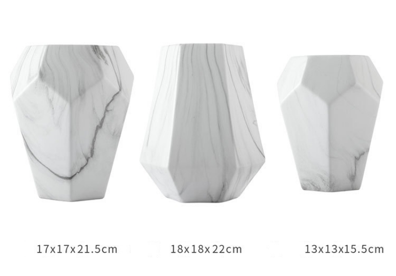 Bình hoa gốm hình học mô phỏng đá cẩm thạch PY7084 | Flexdecor VN | 9