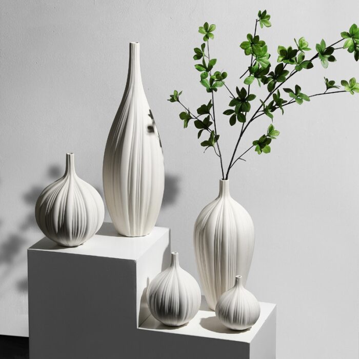 Bình hoa gốm sứ trắng hình dáng củ tỏi sáng tạo PA6985 | Flexdecor VN | 1