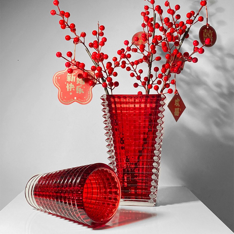 Bình hoa pha lê trang trí màu đỏ độc đáo PA6875 | Flexdecor VN | 3