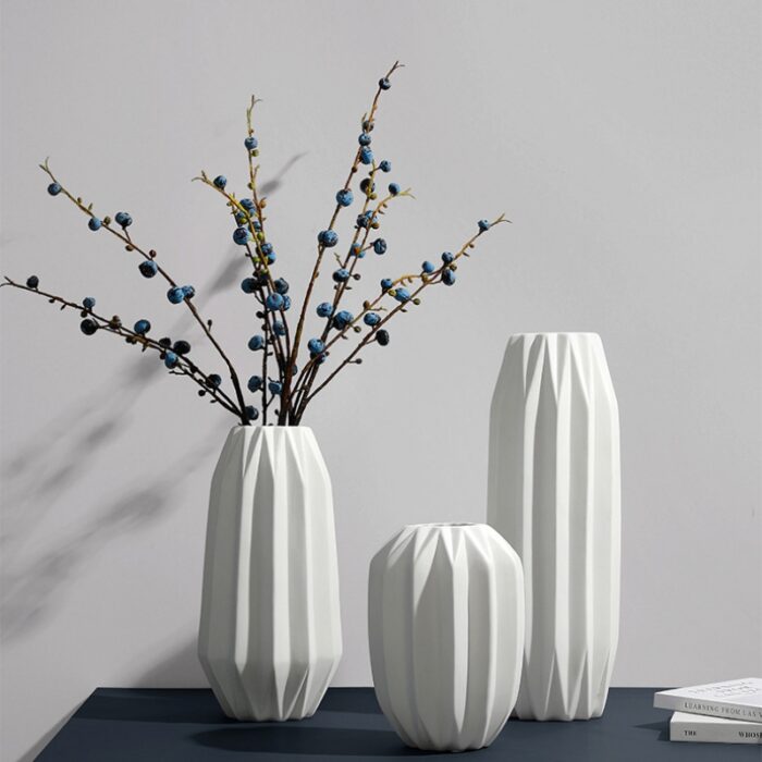 Bình hoa sứ trắng trang trí thiết kế Origami PA7230 | Flexdecor VN | 1