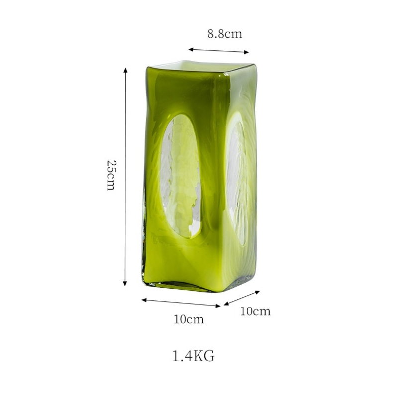 Bình thuỷ tinh trang trí hình trụ màu olive JJ5743 | Flexdecor VN | 15