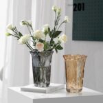 Bình thuỷ tinh trong suốt miệng vuông gợn sóng PA7273