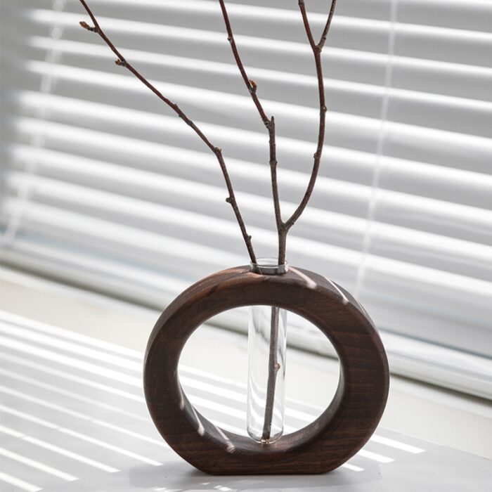 Lọ hoa thuỷ tinh decor khung gỗ sáng tạo JJ7769 | Flexdecor VN | 1