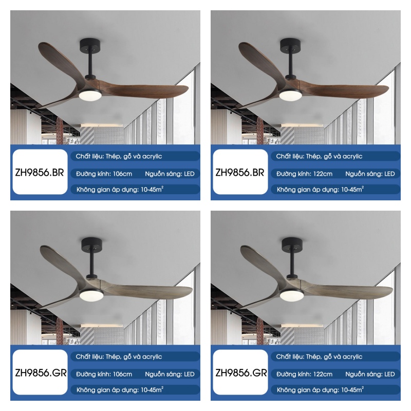 Quạt trần đèn cánh gỗ decor cao cấp ZH9856 | Flexdecor VN | 25