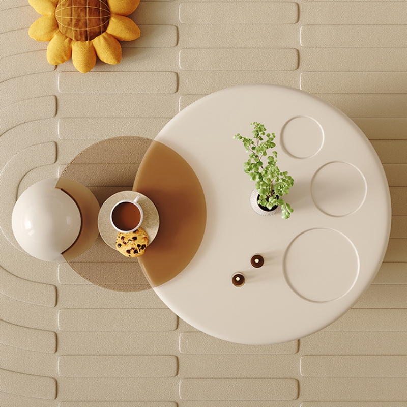 Bàn cà phê decor màu be dạng tròn sáng tạo NY050 | Flexdecor VN | 11