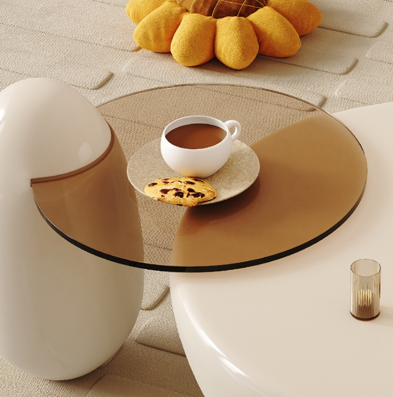 Bàn cà phê decor màu be dạng tròn sáng tạo NY050 | Flexdecor VN | 17