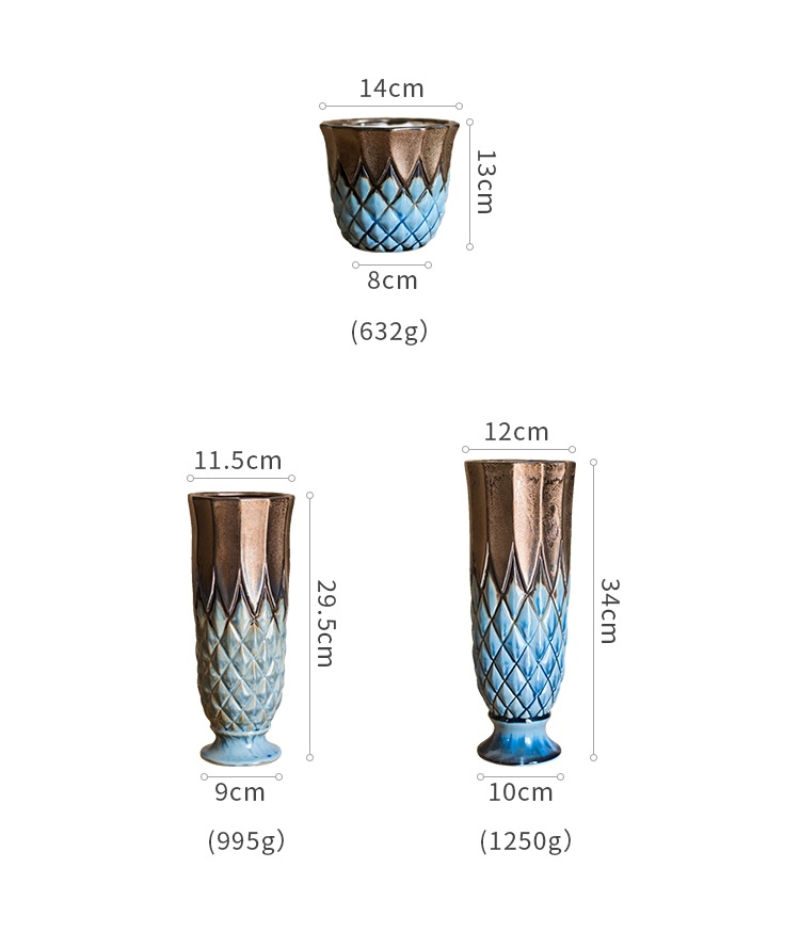 Bình hoa gốm trang trí hoạ tiết hình thoi TC5838 | Flexdecor VN | 11