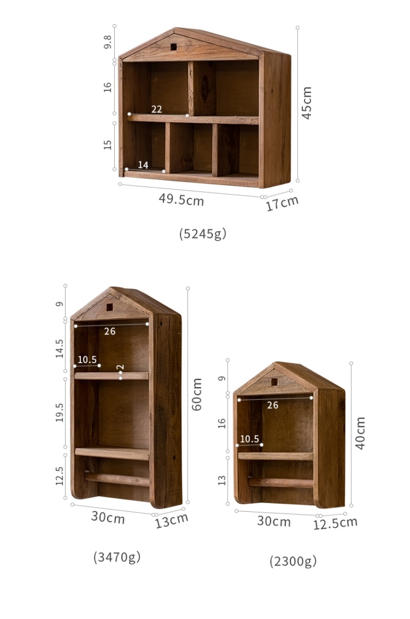 Kệ tủ gỗ treo tường decor hình ngôi nhà WJ8026 | Flexdecor VN | 15