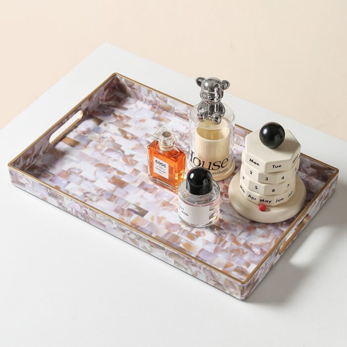 Khay decor hình chữ nhật mô phỏng khảm trai CC0698