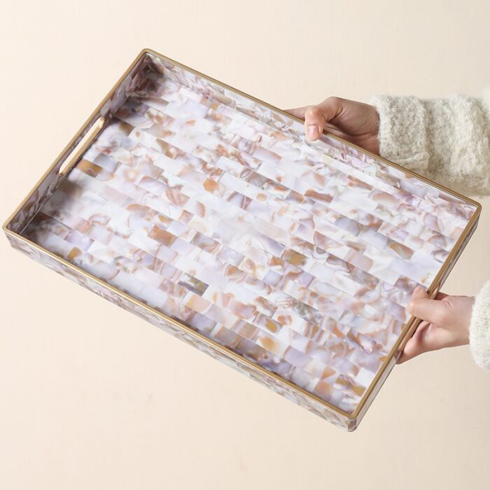 Khay decor hình chữ nhật mô phỏng khảm trai CC0698 | Flexdecor VN | 1