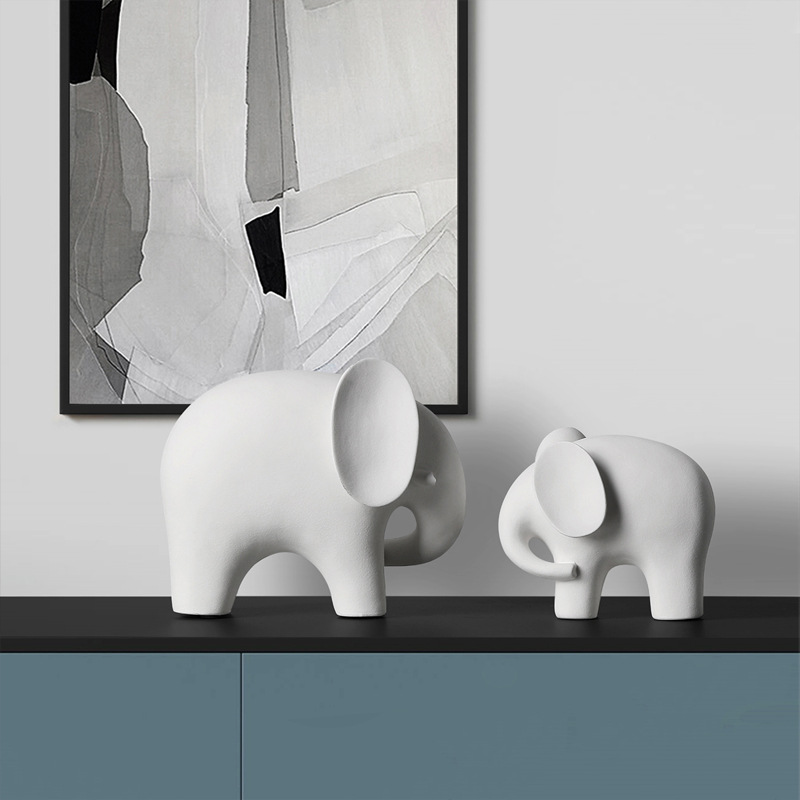 Tượng voi gốm sứ decor màu trắng WG28 | Flexdecor VN | 3