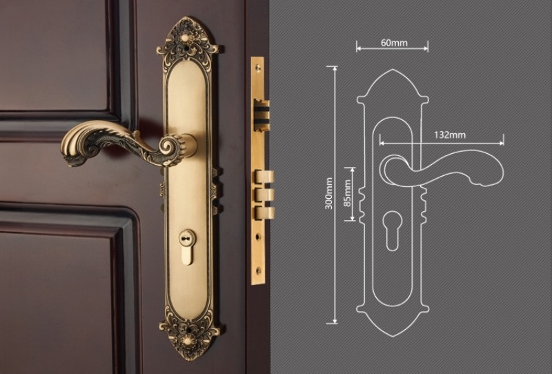 Khóa tay gạt cửa gỗ cổ điển bằng đồng HT012 | Flexdecor VN | 15