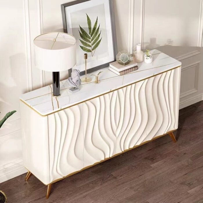 Tủ kệ decor màu be mặt đá sang trọng A007 | Flexdecor VN | 1