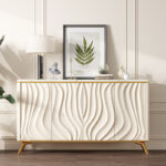 Kệ tivi decor màu be mặt đá sang trọng A007