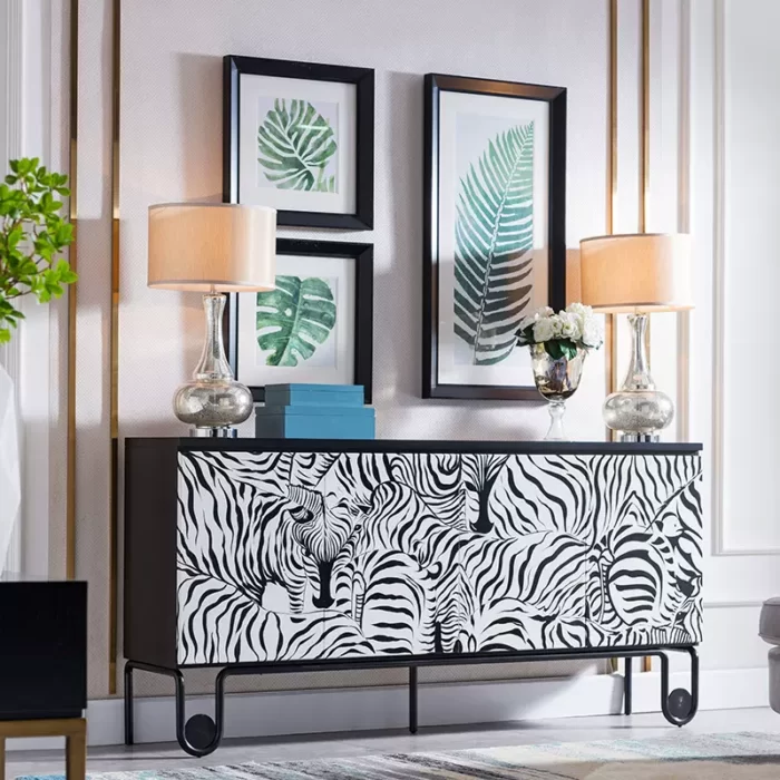 Tủ kệ console decor họa tiết ngựa vằn ZF3156 | Flexdecor VN | 1