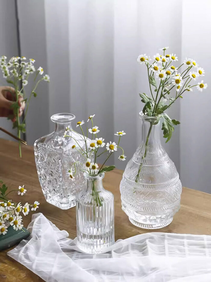 Bình thuỷ tinh dập nổi trong suốt phong cách Retro MW6477 | Flexdecor VN | 2