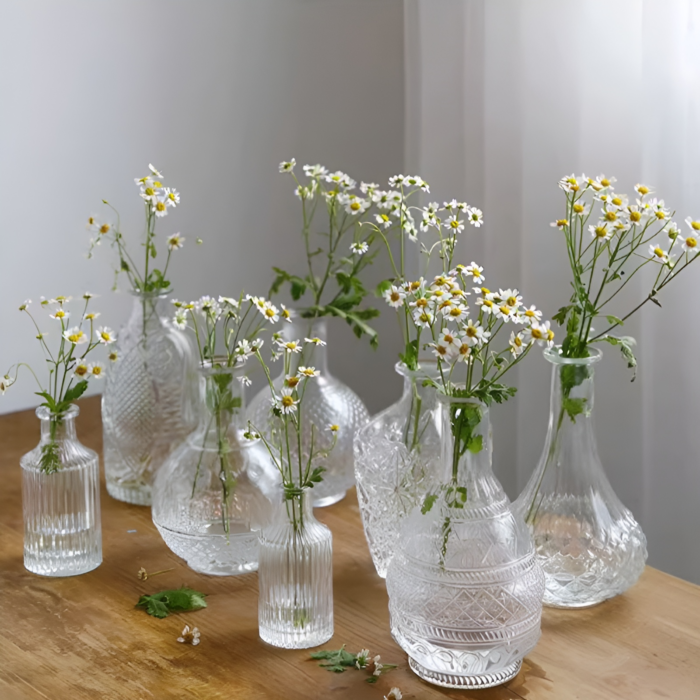 Bình thuỷ tinh dập nổi trong suốt phong cách Retro MW6477 | Flexdecor VN | 1