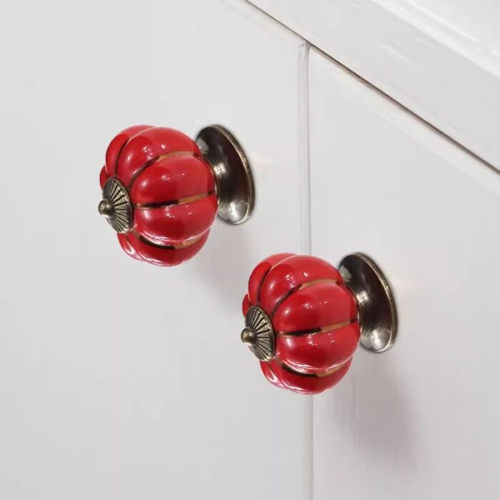 Núm tay nắm gốm sứ hình bí ngô nhiều màu AA6404 | Flexdecor VN | 4