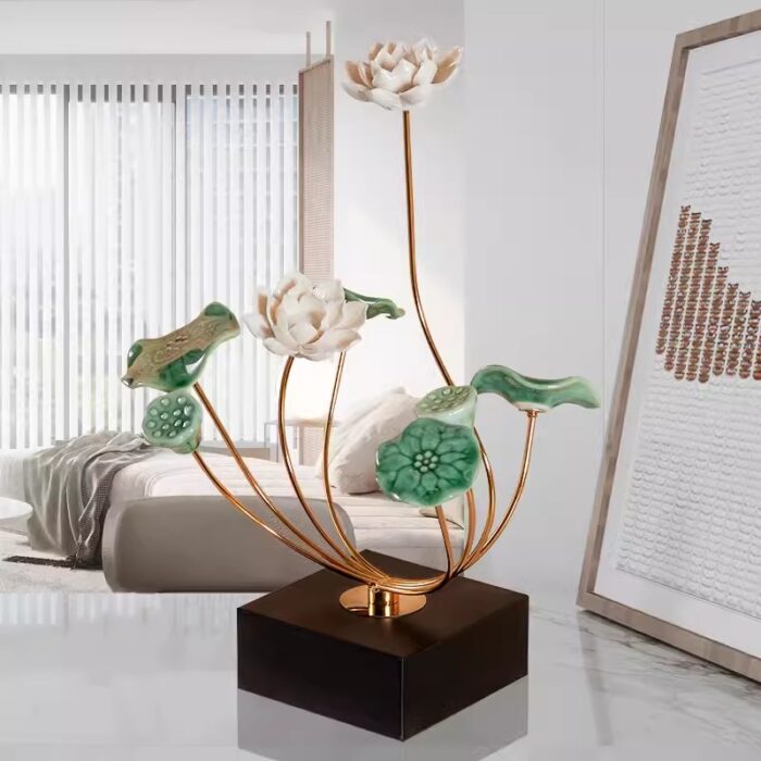 Tượng để bàn hoa sen bằng đá cẩm thạch OJ6751 | Flexdecor VN | 1