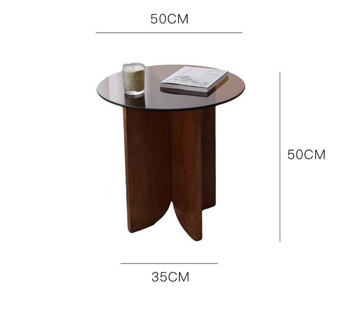 Bàn cà phê tròn bằng gỗ mặt kính cường lực ND6658 | Flexdecor VN | 19