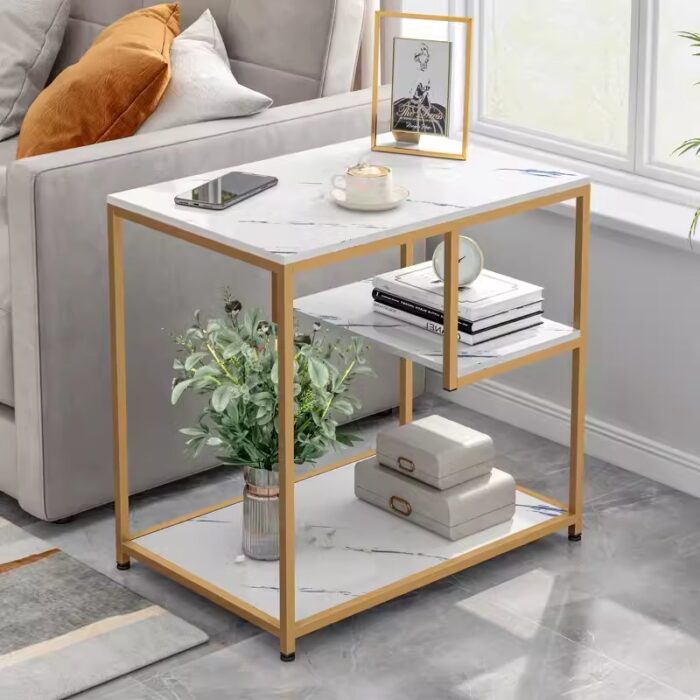 Bàn đặt cạnh sofa khung vàng nhiều ngăn tiện lợi MSF6298 | Flexdecor VN | 1