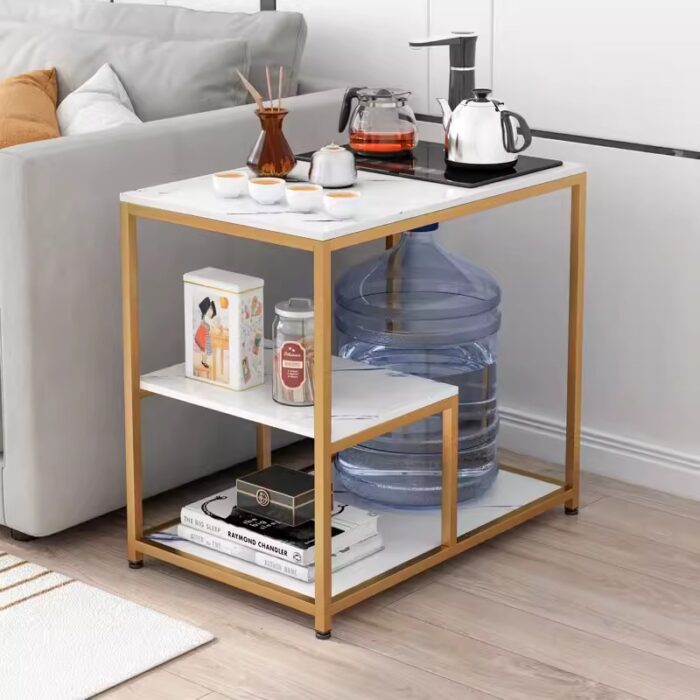 Bàn đặt cạnh sofa khung vàng nhiều ngăn tiện lợi MSF6298 | Flexdecor VN | 2