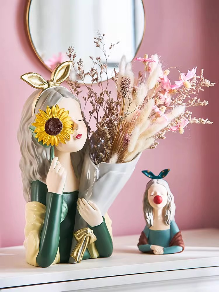 Bình hoa trang trí cô gái với hoa hướng dương LM6919 | Flexdecor VN | 13
